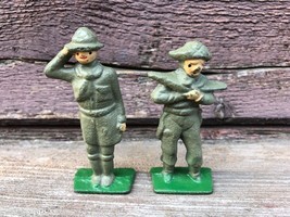VTG Grey Iron or Lead Saluting Boy Scout &amp; Pirate Solider w Pistols Figures - $14.80