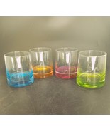 Set Of 4 Low-ball  Flash Ombre Glasses, Blue Orange Purple Green - £18.64 GBP