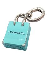 Tiffany &amp; Co. Enamel Shopping Bag Silver Charm Pendant + Oval Jump Ring ... - $8,213.50 MXN