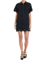 English Factory scallop embroidered cotton mini shirt dress in Black - size S - £61.26 GBP