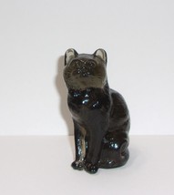 Mosser Glass Titanium Glossy Sitting Cat Kitten Figurine Made In USA! - $33.47