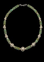 Southwestern Navajo Pearl Sterling Silver Royston Turquoise Beaded Necklace - £119.89 GBP