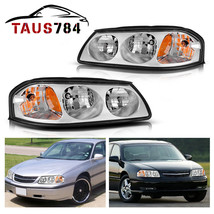 Headlights For 2000-2005 Chevy Impala Sedan 4-Door Amber Chrome Headlamps Pair - £98.26 GBP