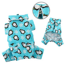 Klippo Dog Clothes Penguins &amp; Snowflake Flannel PJ w/ 2 Pockets TURQUOISE XS-XL - £24.91 GBP