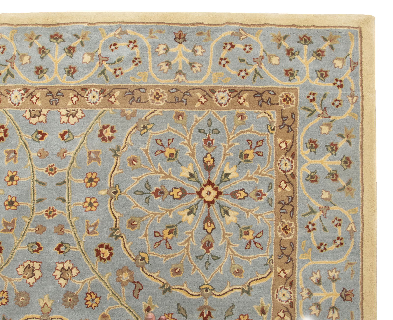 Brand New Leslie Blue Wool Persian Style Area Rug - 5' x 8'