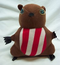 Vintage Brown Beaver With Red &amp; White Striped Belly 8&quot; Plush Stuffed Animal Toy - £23.74 GBP