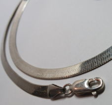 Italian Italy Sterling Silver 20&quot; Beveled Herringbone Chain Necklace 14.7 Grams - £36.31 GBP