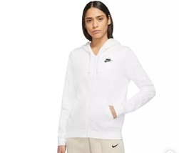 Nike Women&#39;s Sportswear Club Fleece Full-Zip Hoodie-White - £39.52 GBP