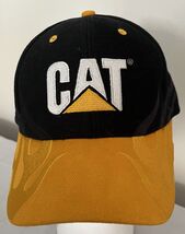 Cat Adjustable Trucker Hat Black Gold Logo Embroidered Logo Patch Caterp... - $26.14 CAD