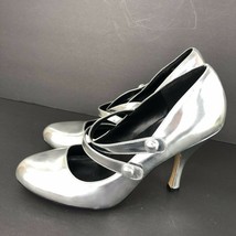 Miss Bisou Silver Mirror Dee 9 M Mary Jane Pumps Heels Party Wedding  - £32.06 GBP