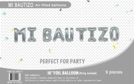 16&quot; Silver Foil Balloons Mi Bautizo Banner Decoration Event Baptism Party - £12.15 GBP