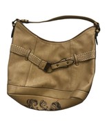 BOC Faux Vegan Tooled Leather Bag Purse Beige Born Concept Vintage Look - $10.68 CAD