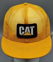 Vintage Caterpillar Cat Yellow Full Mesh Snapback Trucker Hat/Cap, Made In Usa - £36.75 GBP