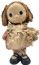 Vintage Dip 'n Drape Paper Mache Doll Folk Art Girl Blonde Curls Pink Dr... - $24.30
