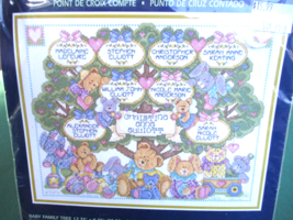 Bucilla Counted Cross Stitch Baby Family Tree KIT 42746 Joan Elliot NEW - $9.49