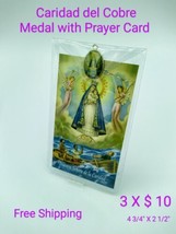 3X Caridad del Cobre spanish Prayer cards with Vinyl Folder Removable Me... - $9.78