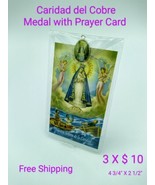 3X Caridad del Cobre spanish Prayer cards with Vinyl Folder Removable Me... - $9.78