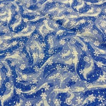 Blue Snowflake Fabric Remnant Christmas Snow Flurries Winter - £11.96 GBP