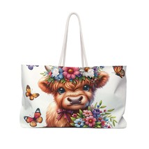 Personalised/Non-Personalised Weekender Bag, Highland Cow, Floral, Butterflies,  - £39.07 GBP
