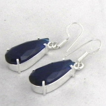 925 Sterling Silver Handmade Teardrop Blue Quartz Gems Earrings BES-1224 Gift - £15.74 GBP