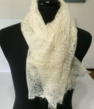 Vintage handcrafted crochet shawl thin soft yarn open weave lightweight ... - $26.92 CAD