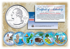 2009 Dc &amp; Us Territories Quarters Colorized * 6-Coin Set * Statehood w/Capsules - £14.94 GBP