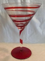 Red Foot - Red Swirl - Martini Glass Barware 7&quot; Tall EUC - £11.19 GBP