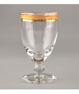*Vintage J PREZIOSI LAVORATO A MANO Crystal Wine Glasses Set of 8 Gold Rim - €34,74 EUR