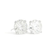 Round Diamond Stud Earrings 14K White Gold 4-Prong Martini, 4.07 CTW - £26,741.45 GBP