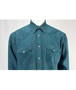 Vintage Western Fashions Cowboy Rodeo Shirt Pearl Snap Blue Plaid  - £25.71 GBP