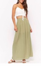 Basic Semi Sheer Maxi Full Length Long Skirt Pale Olive Green Size S NEW - £10.95 GBP