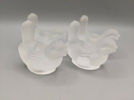 Set of 4 Frosted Glass Bird Candle Holders Colonial Candle Closed Wings ... - £14.93 GBP