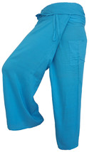 FISA10 azur Fisherman Pants Fisher Wrap Thai Yoga pants trousers Sport Relax - $16.99