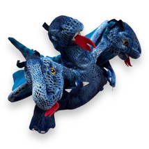 Folkmanis 3 Headed Dragon Hand Puppet 5 Finger Blue 15” Fairy Tale Role - $14.80