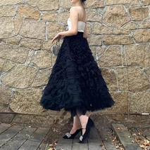 Black Tiered Skirt Outfit Ruffles Black Tiered Tulle Skirts Plus Size Maxi Tutu image 5