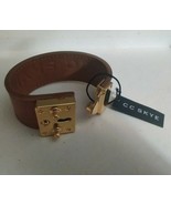 CC SKYE Gold Plated Orange Leather Cuff Bracelet SAKS FIFTH AVE NEW - £54.40 GBP