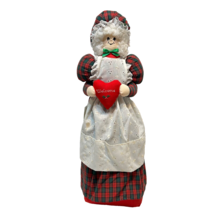 Vntage Crafty Lady Handmade Plush Mrs Claus Welcome Christmas Decoration 23&quot; - £24.22 GBP