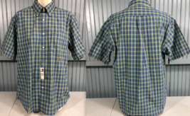 Tommy Hilfiger Plaid Green Medium Cotton Mens Button Shirt New WIth Tags - $23.78