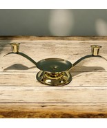 Vtg MetalGlow Wedding Unity Candle Pillar Taper Holder Candleholder Gold - $27.06 CAD