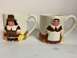 Publix The Pilgrim Pair Ceramic Mugs Pre-Owned Set Of 2 Mugs - £10.26 GBP