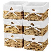EZOWare 6pcs Small Natural Woven Water Hyacinth Wicker Storage Nest Baskets with - £46.92 GBP