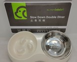 Slow Down Double Dish Pet Food Water Bowls Feeder Cream Beige Color - $10.93