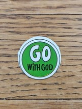 Postal Seal &quot;Go with God&quot; Used Cutout Vintage Green Circular - £1.48 GBP