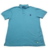 Volcom Shirt Mens M Blue Short Sleeve Collared Embroidered Logo Cotton Polo - £20.55 GBP