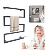 Black 304 Stainless Steel Electric Towel Warmer Rack with 5 Bars Wall Mounted - $317.99