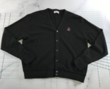 Vintage Izod Cardigan Sweater Mens XL Black Button Down Orlon Acrylic Logo - $29.69
