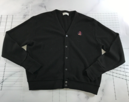 Vintage Izod Cardigan Sweater Mens XL Black Button Down Orlon Acrylic Logo - £23.36 GBP