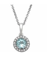 Brilliance Fine Jewelry Sterling Silver Necklace Simulated Aquamarine Pe... - $52.91 CAD