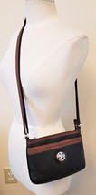 Brighton Cross Body Bag with Organizer Black/Brown Leather - £31.44 GBP