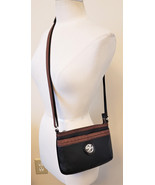 Brighton Cross Body Bag with Organizer Black/Brown Leather - £31.91 GBP